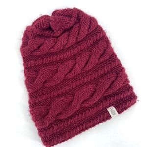 Nirvanna Designs Unisex Adult Cable Knit Merino Wool Hat Beanie Red One Size